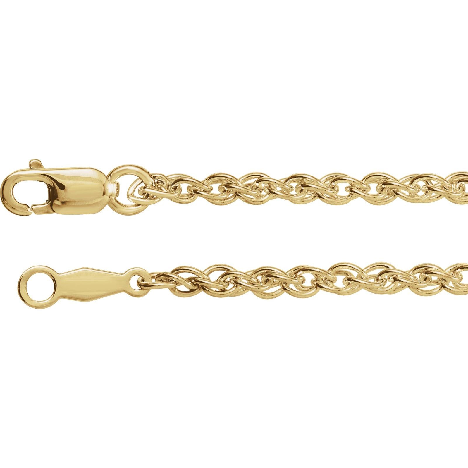 14K Yellow Gold 2mm Rope Chain 16 inches