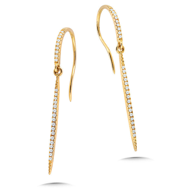 14K Yellow Gold Diamond Bar Dangle Earrings