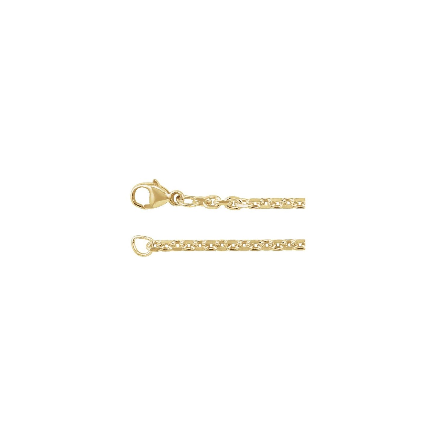 14K Yellow Gold 2.44mm Diamond-Cut Cable Chain 18 inches