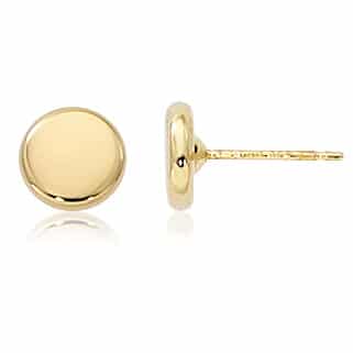 14K Yellow Gold 8mm Flat Round Stud Earrings by Carla & Nancy B.