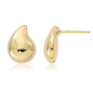 14k Yellow Gold Small Domed Teardrop Stud