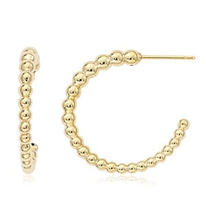 14K Gold Small Graduated Bead Hoop with Post Earrings by Carla & Nancy B.