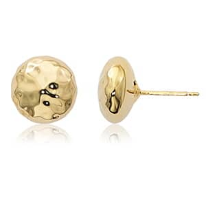 14K Yellow Gold 10mm Hammered Dome Stud Earrings by Carla & Nancy B.