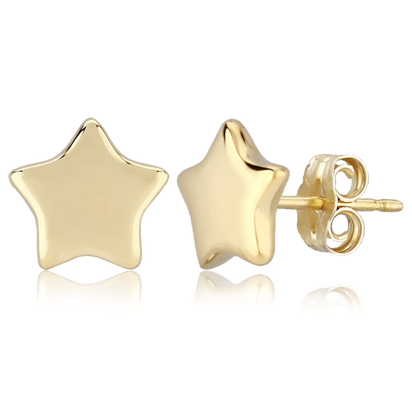 14k Yellow Gold Flat Star Studs