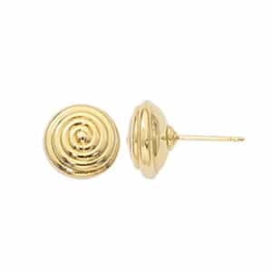 14K Yellow Gold 8mm Swirled Round Stud Earrings by Carla & Nancy B.