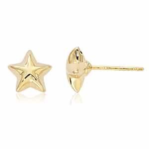 14K Yellow Gold 8mm Puffed Star Stud Earrings by Carla & Nancy B.