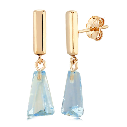 14k Yellow Gold Blue Topaz Earrings