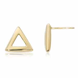 14K Yellow Gold 10mm Open Triangle Stud Earrings by Carla & Nancy B.