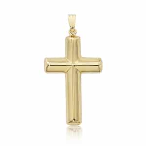 14K Yellow Gold Plain Knife Edged Cross by Carla & Nancy B.