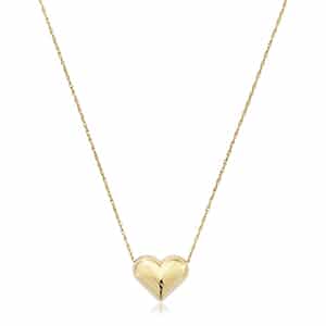 14K Yellow Gold 15mm Puffed Heart Pendant With Chain by Carla & Nancy B.