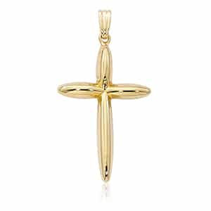 14K Yellow Gold Puffed Tapered Cross by Carla & Nancy B.