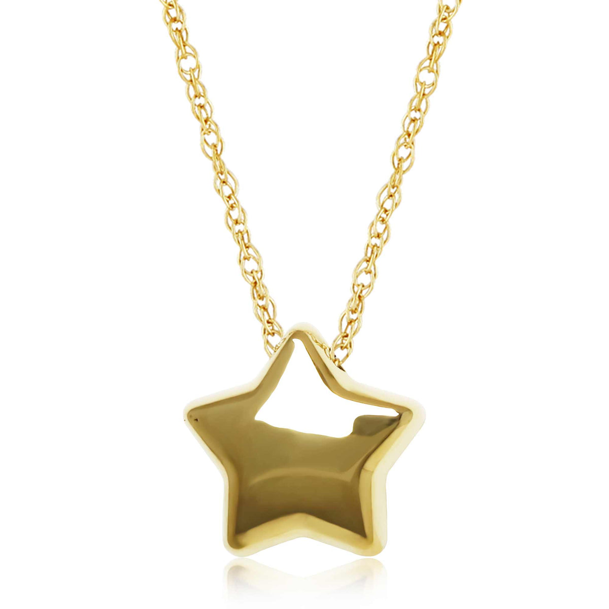 14K Yellow Gold Puffed Star Pendant with 18 inch Rope Chain by Carla & Nancy B.
