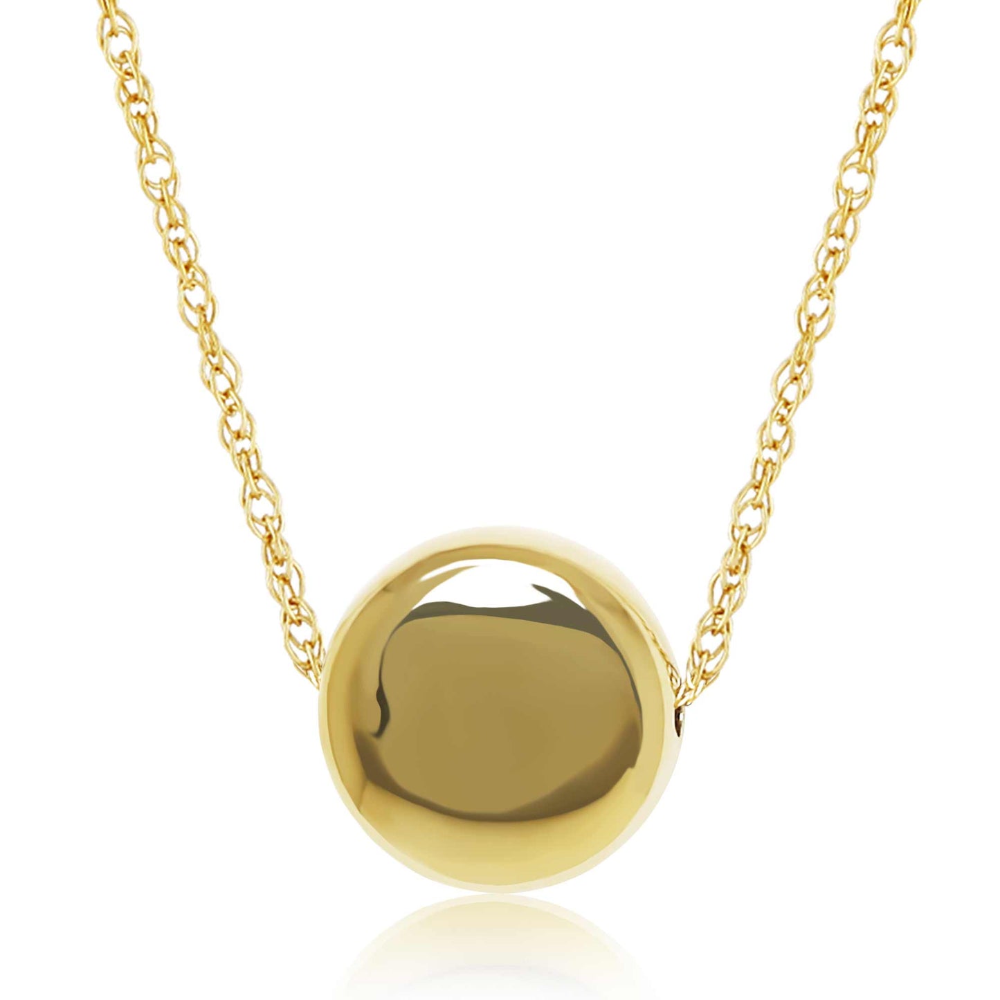 14K Yellow Gold Round Disk Pendant with Chain