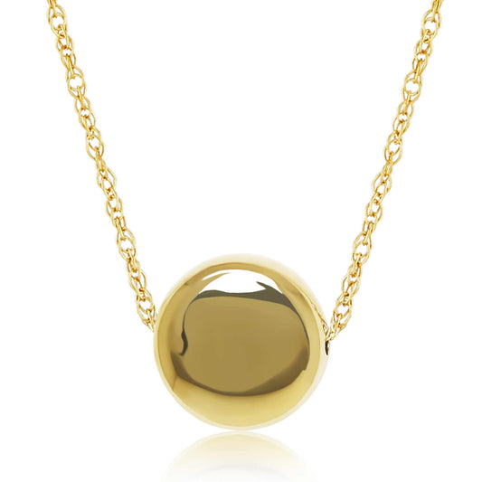14K Yellow Gold Round Disk Pendant with Chain