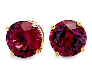 14K Yellow Gold Medium Rhodolite Garnet Studs