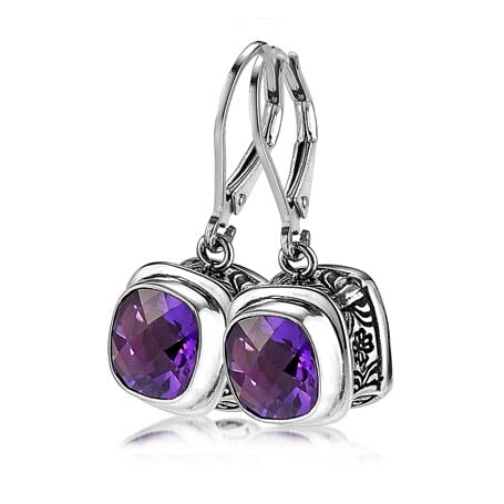 Sterling Silver Faceted Square Amethyst Dangles by Sara Blaine