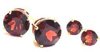 14K Yellow Gold Small Garnet Studs