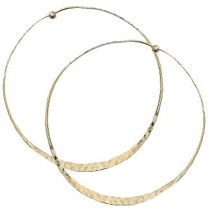 14K Yellow Gold Twisted Hammered Hoop Earrings by Carla & Nancy B.