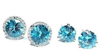 14K White Gold Large Zircon Studs