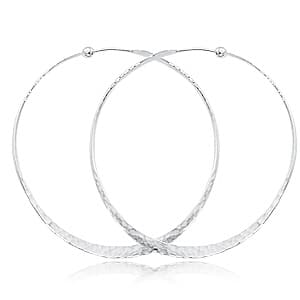 Sterling Silver Medium Twisted Hammered Hoop Earrings by Carla & Nancy B.