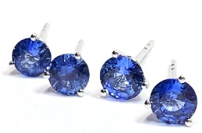 14K White Gold Martini Set Sapphire Studs