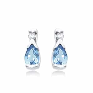 14K White Gold Blue Topaz and Diamond Stud Earrings by Carla & Nancy B.