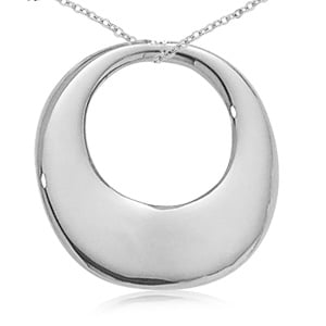 Sterling Silver Round Drop Pendant with Chain by Carla & Nancy B.