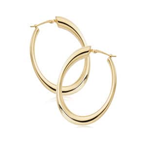 14K Yellow Gold Oval Snapdown Hoop Earrings by Carla & Nancy B.