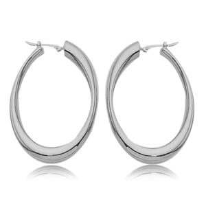 Sterling Silver Large Oval Tube Hoop Earrings by Carla & Nancy B.