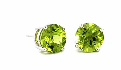 14K White Gold Small Peridot Studs