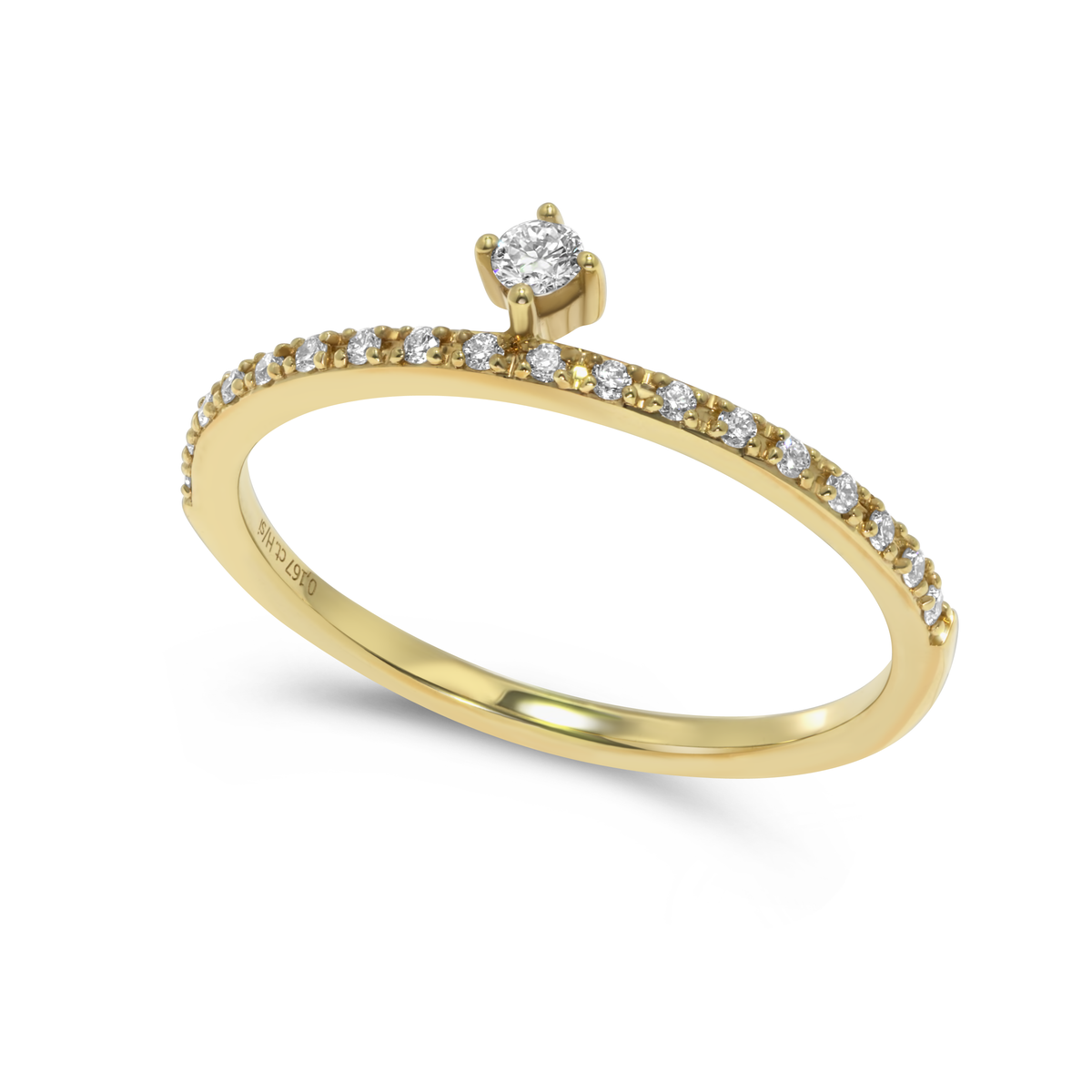 14K Yellow Gold Diamond Band with Attached Diamond