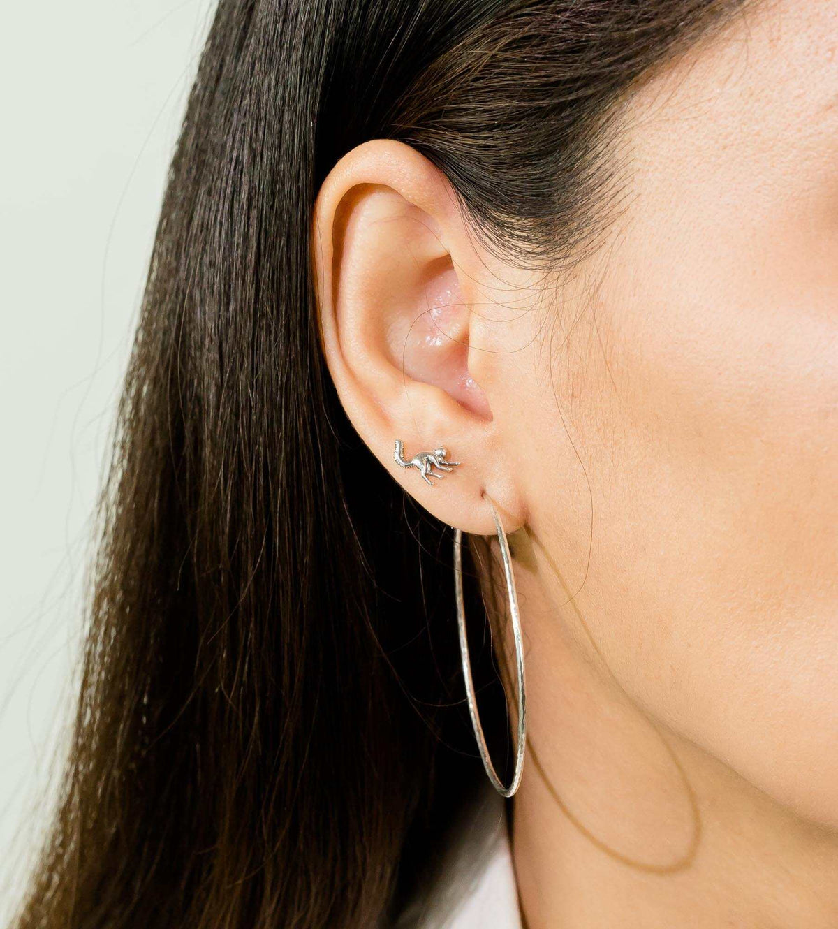 Sterling Silver Oversize Hammered Hoop Earrings