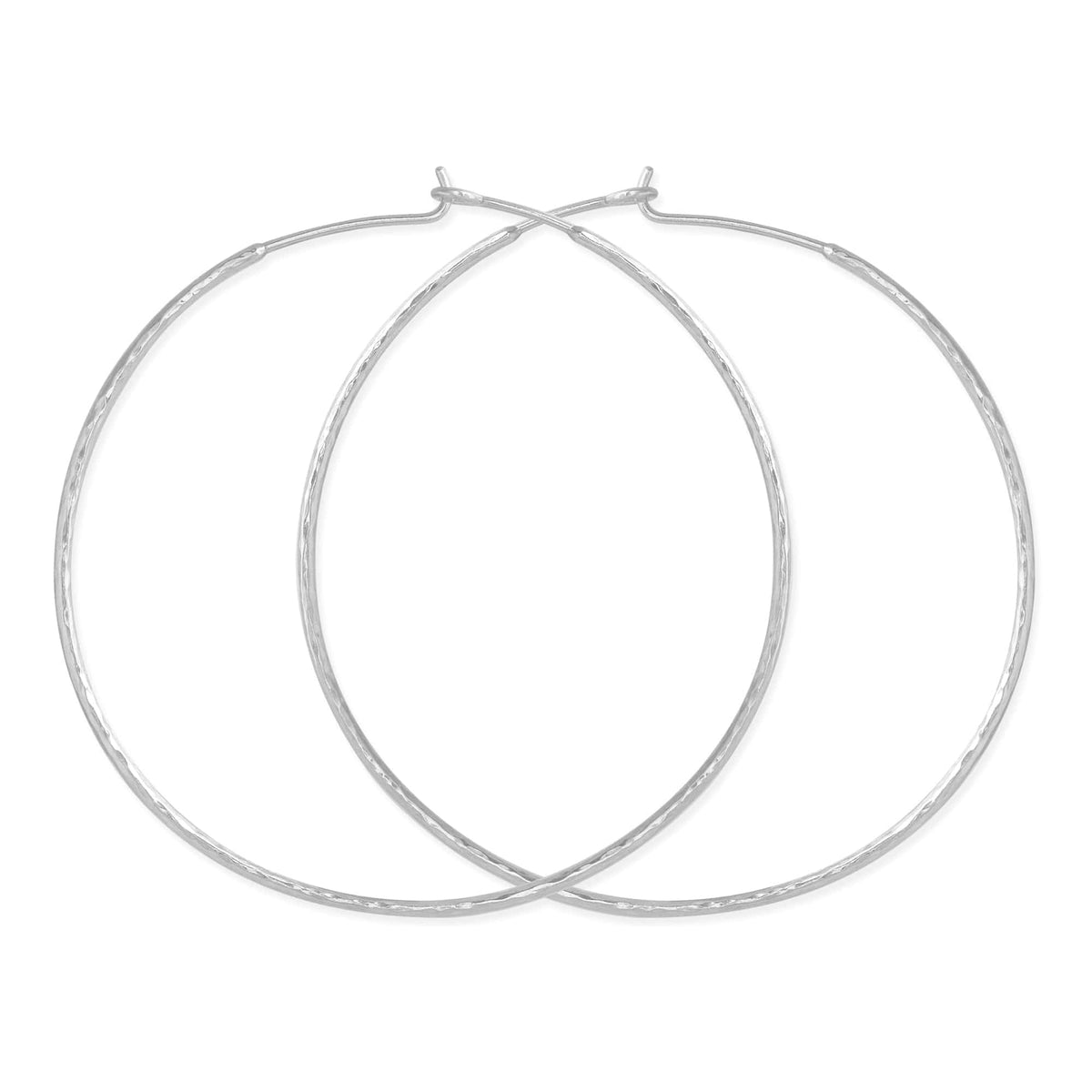 Sterling Silver Oversize Hammered Hoop Earrings