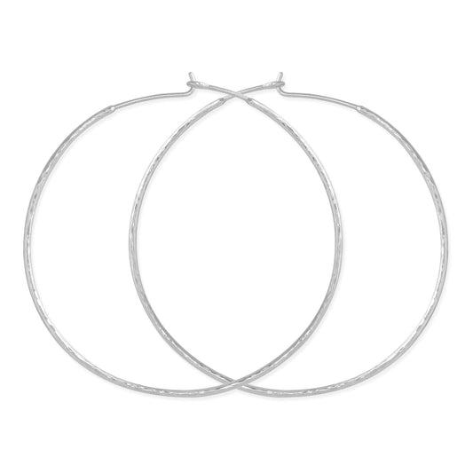 Sterling Silver Oversize Hammered Hoop Earrings