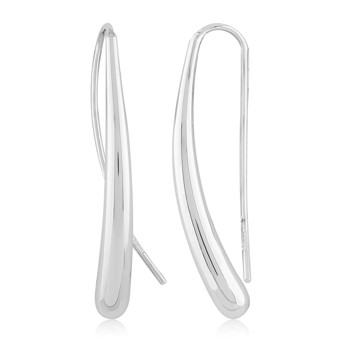 Sterling Silver Long Teardrop Threader Earrings by Carla & Nancy B.
