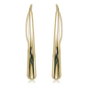 14K Yellow Gold Long Teardrop Hook Wire Earrings by Carla & Nancy B.