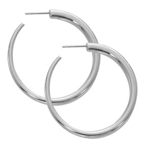 Sterling Silver Medium Round Hoop with Post Earrings by Carla & Nancy B.