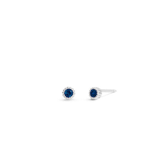 Sterling Silver Mini Round London Blue Topaz Stud Earrings