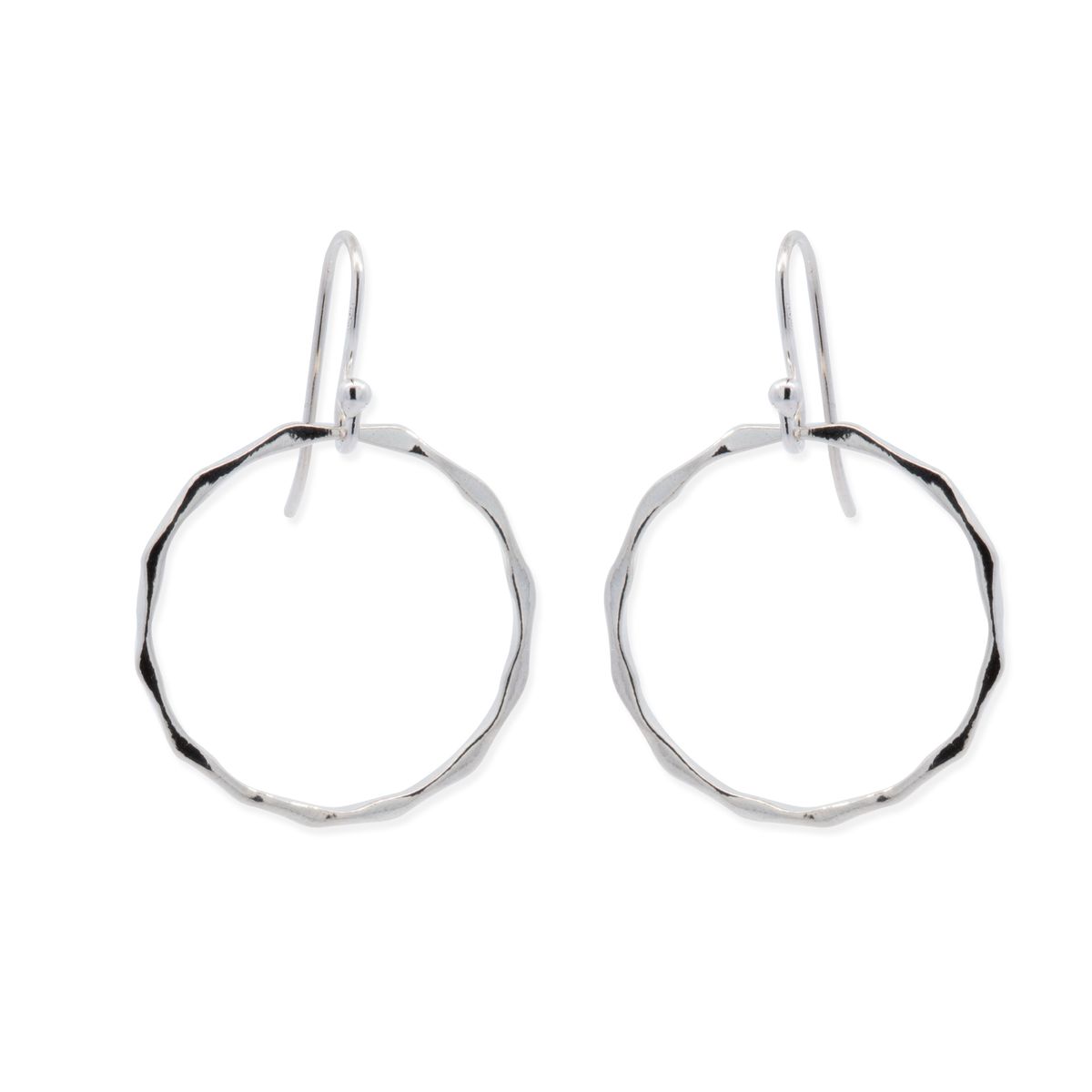 Sterling Silver Wavy Circle Dangle Earrings