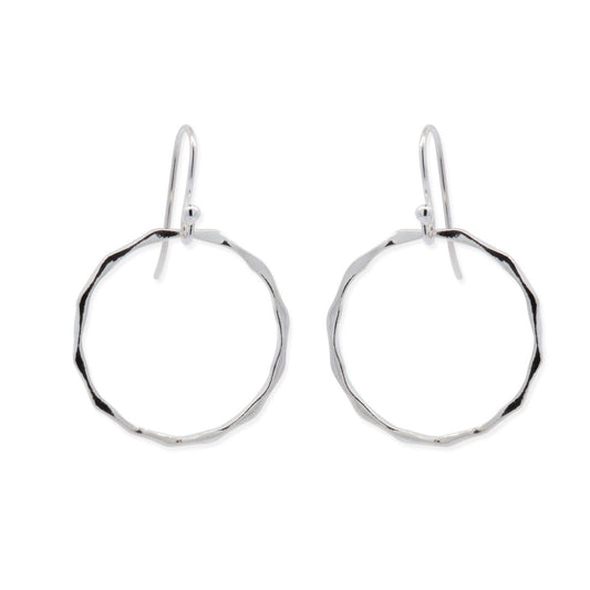 Sterling Silver Wavy Circle Dangle Earrings
