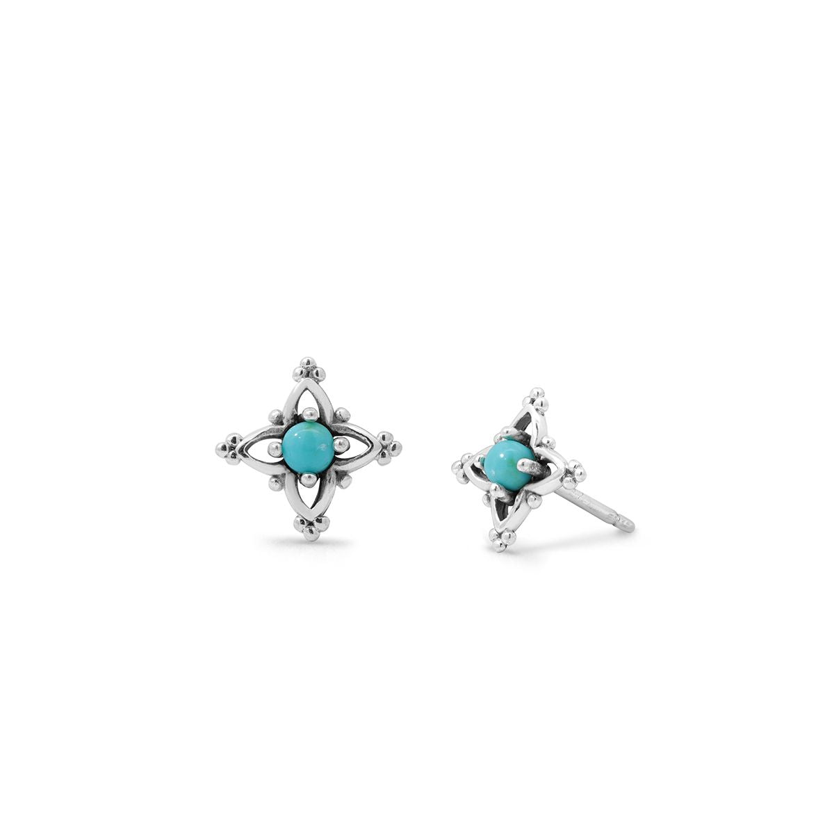 Sterling Silver Bohemian Turquoise Stud Earrings