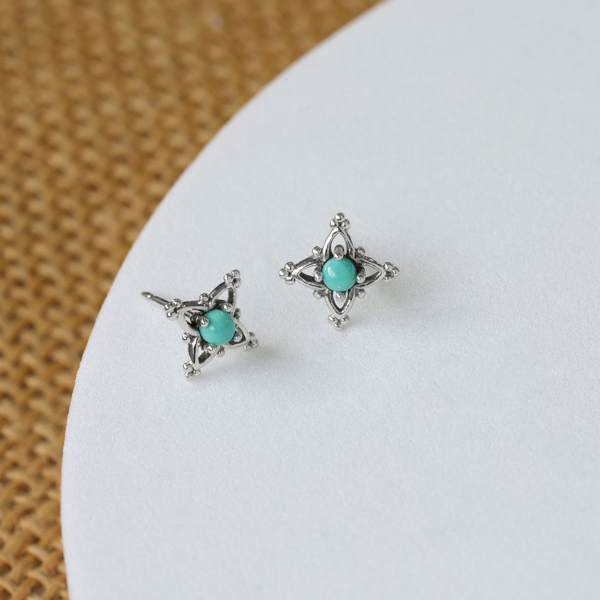 Sterling Silver Bohemian Turquoise Stud Earrings