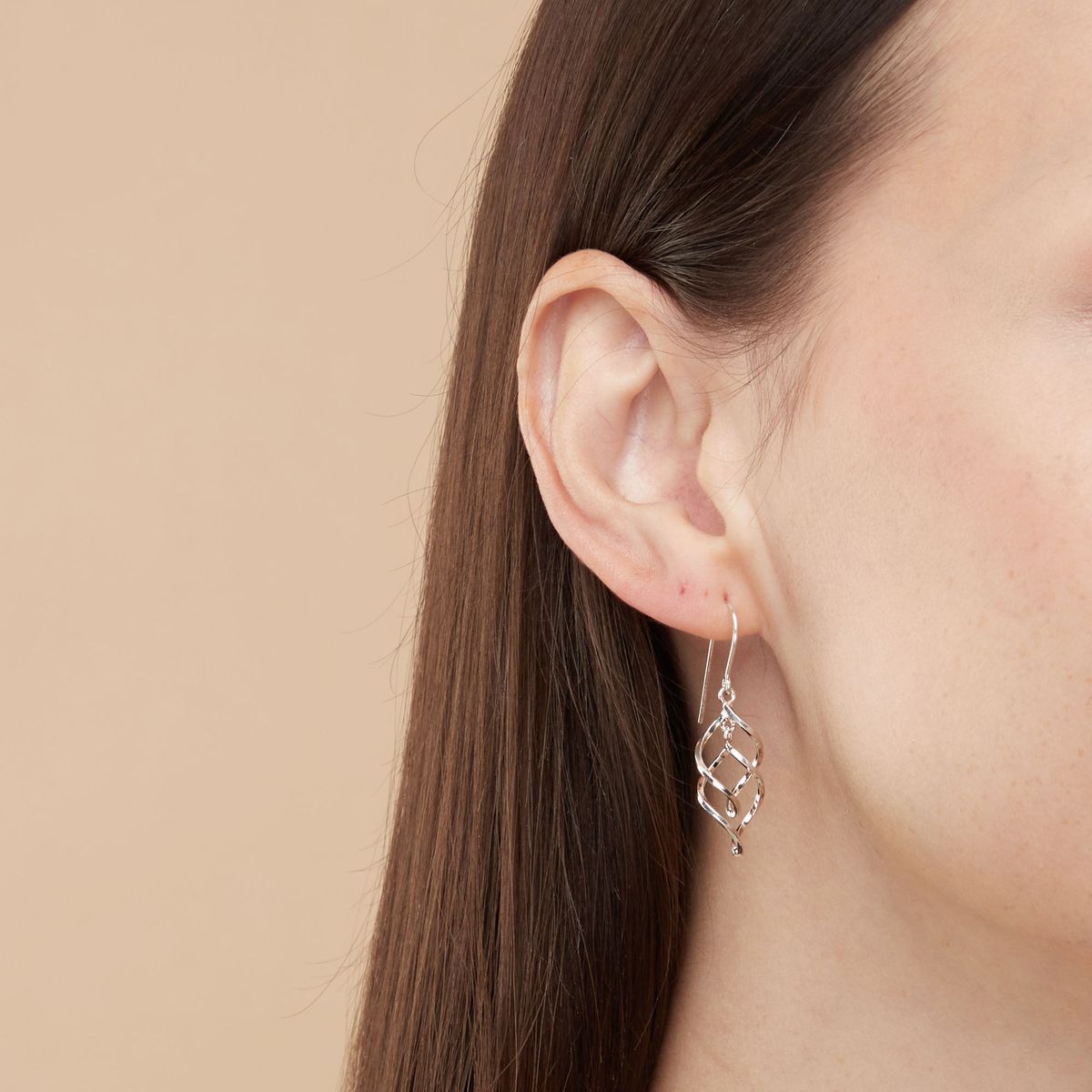 Sterling Silver Spiral Ribbon Dangle Earrings