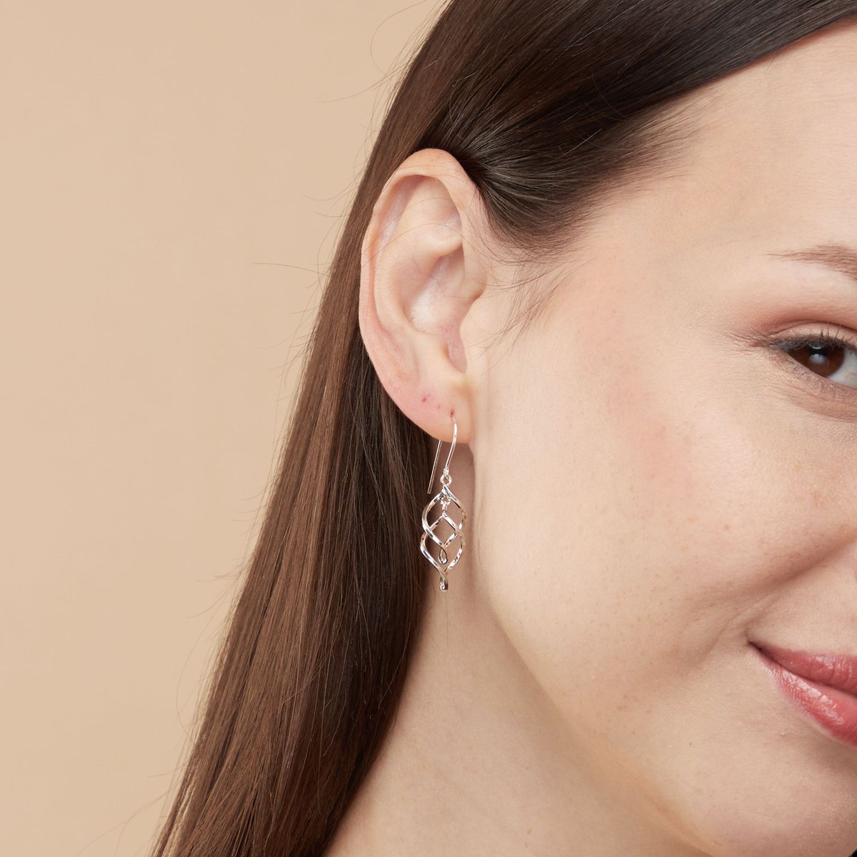 Sterling Silver Spiral Ribbon Dangle Earrings