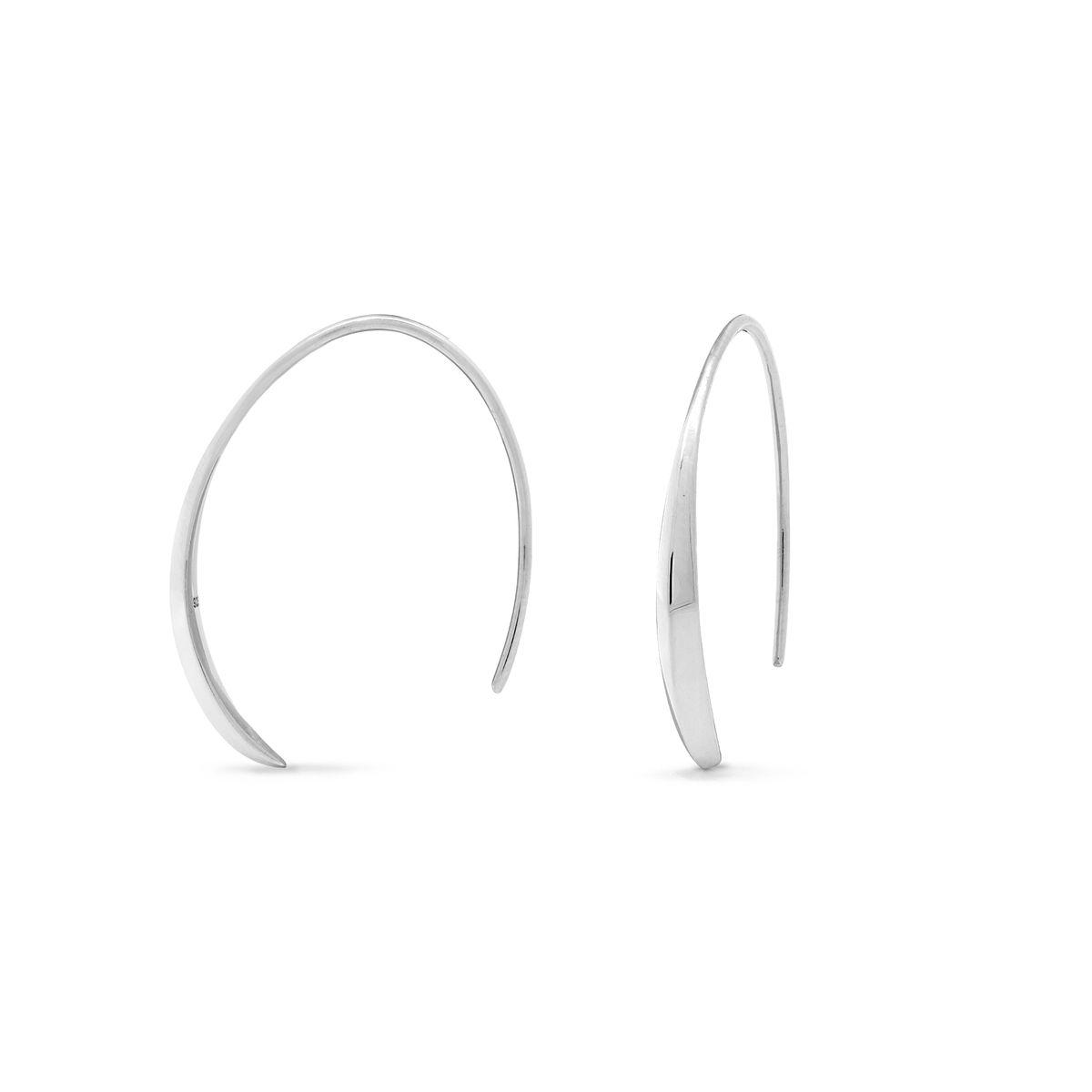 Sterling Silver Organic Pull Through Hoop Earrings