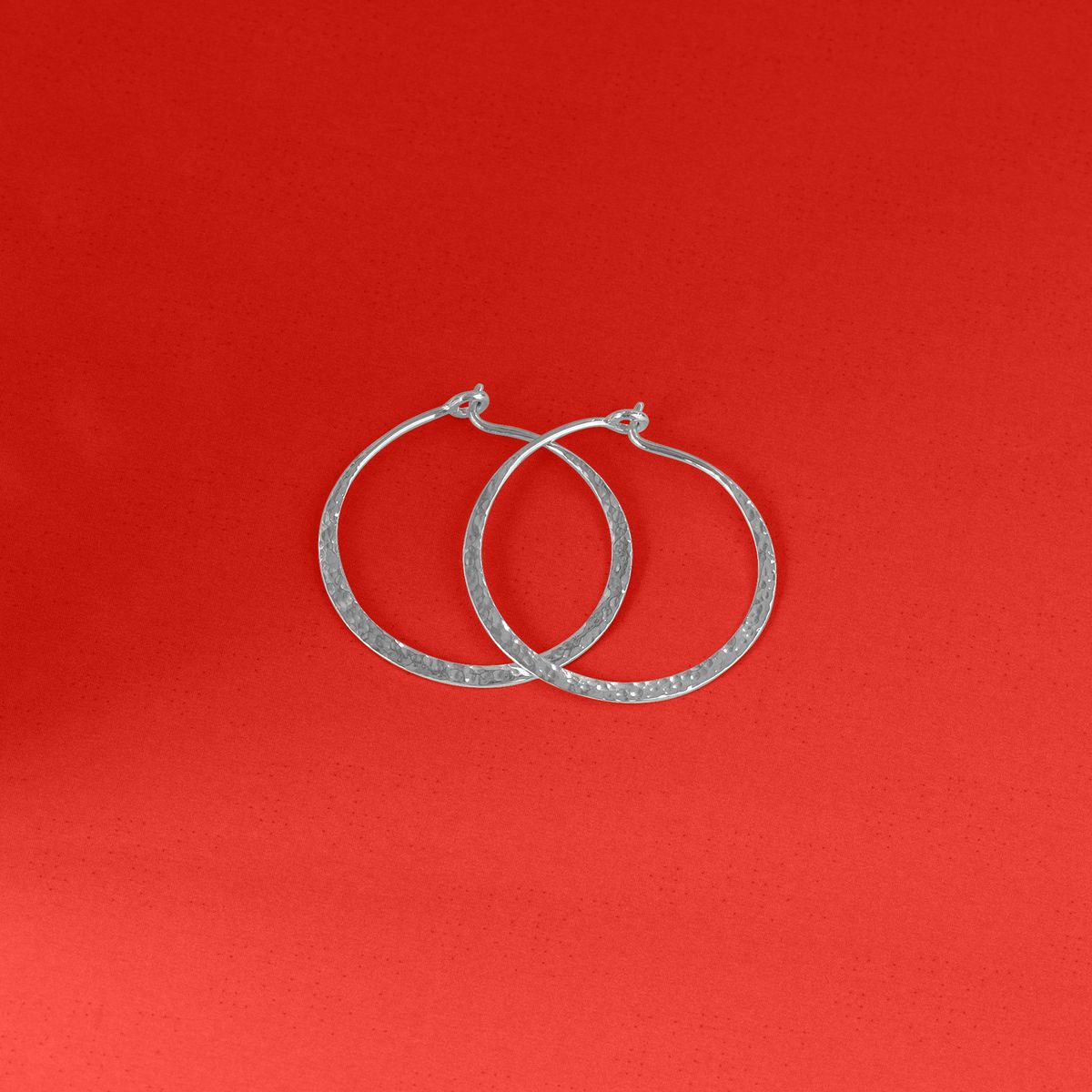 Sterling Silver Organic Texture Wire Hoop Earrings 1 inch
