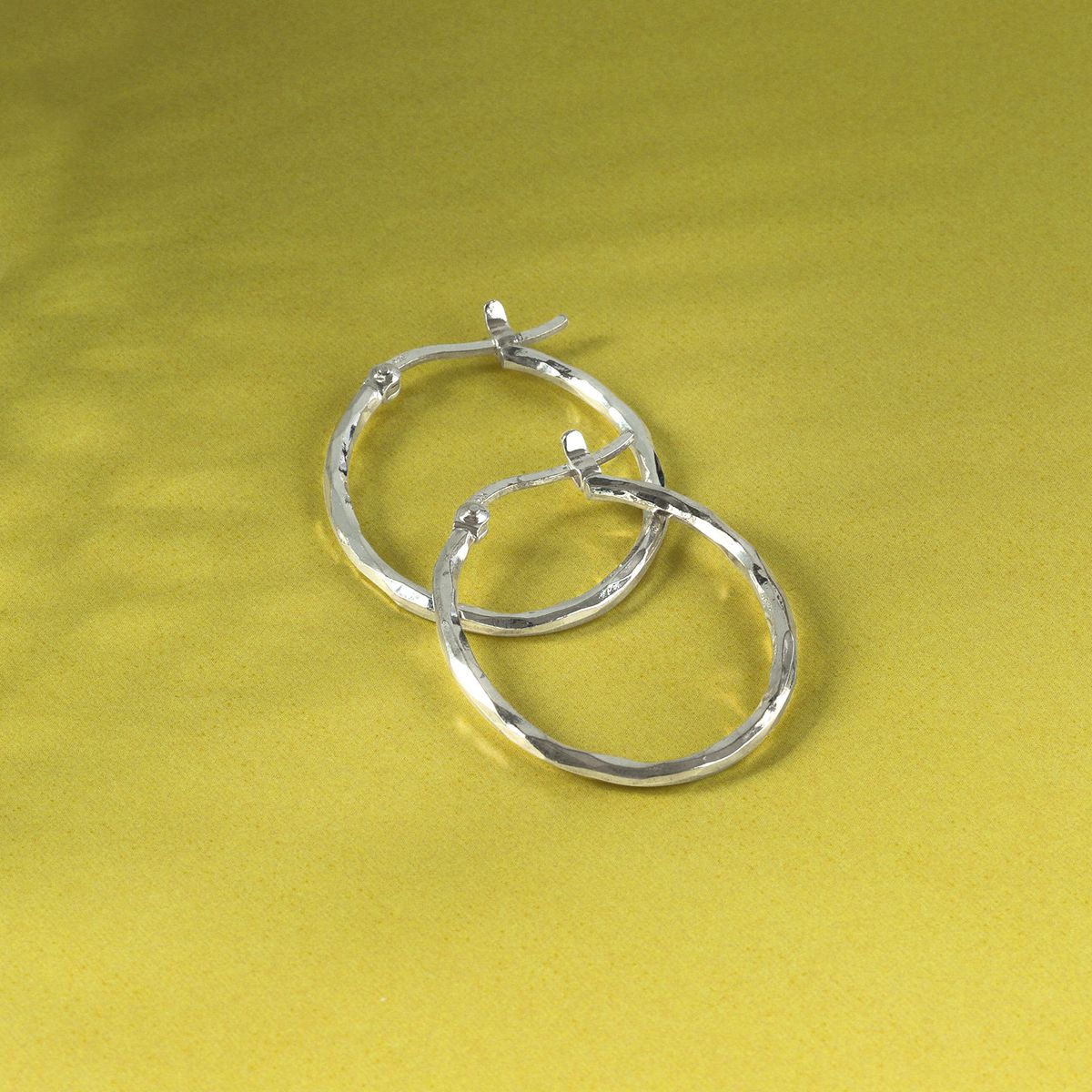 Sterling Silver Organic Textured Hoop Earrings