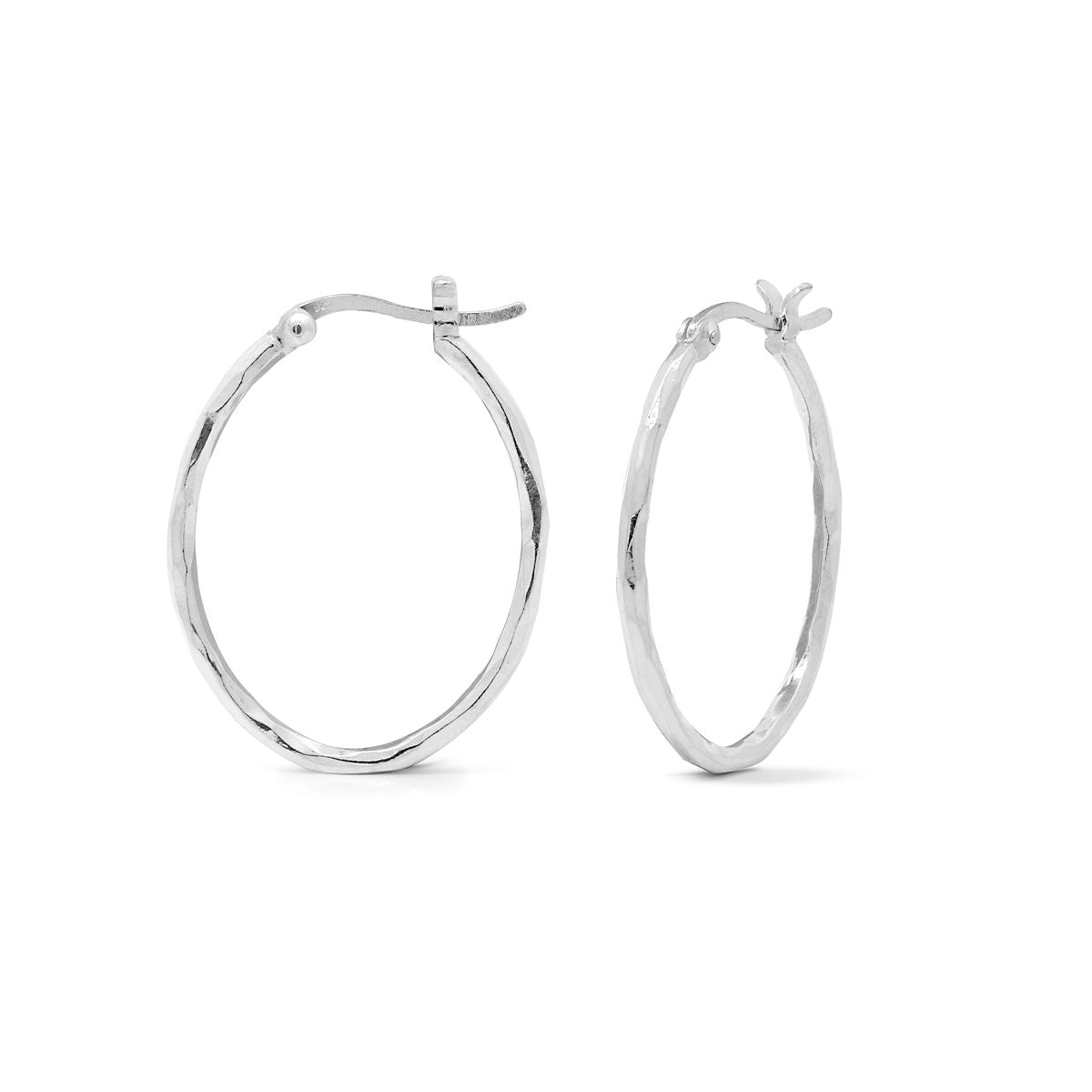 Sterling Silver Organic Textured Hoop Earrings