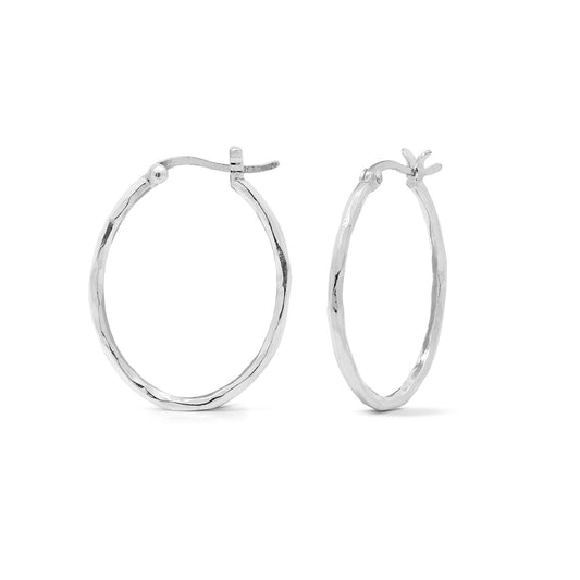 Sterling Silver Organic Textured Hoop Earrings