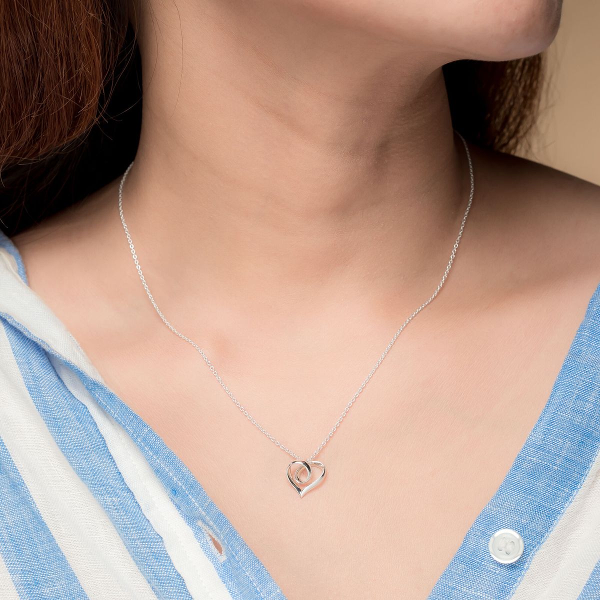 Sterling Silver Infinite Loop Heart Necklace